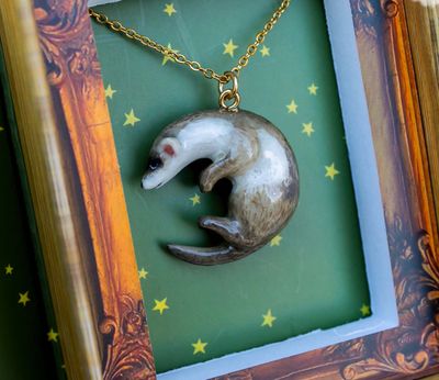 Porcelain Ferret Necklace