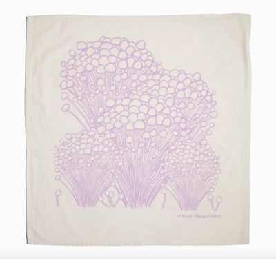 Lavender Mushroom 28"  100% Cotton Tea Towel - Hand Silkscreened  by Arroyo Grande Artists  Lonely Palm Ranch 