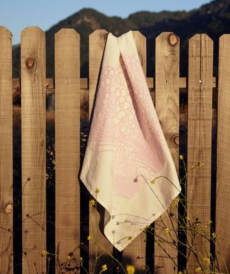 Lavender Mushroom 28"  100% Cotton Tea Towel - Hand Silkscreened  by Arroyo Grande Artists  Lonely Palm Ranch 