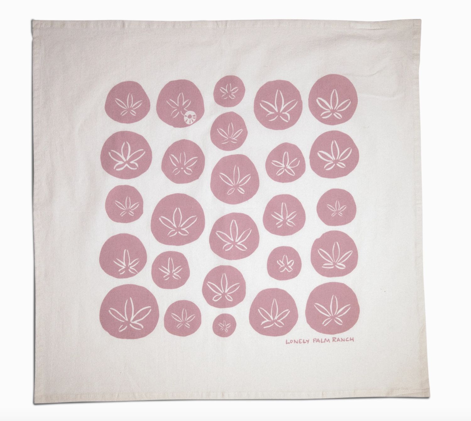 Pink  Seashell 28"  100% Cotton Tea Towel - Hand Silkscreened  by Arroyo Grande Artists  Lonely Palm Ranch 