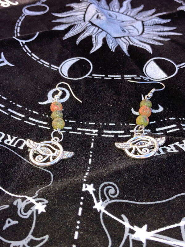 Unakite Eye Of Horus Earrings