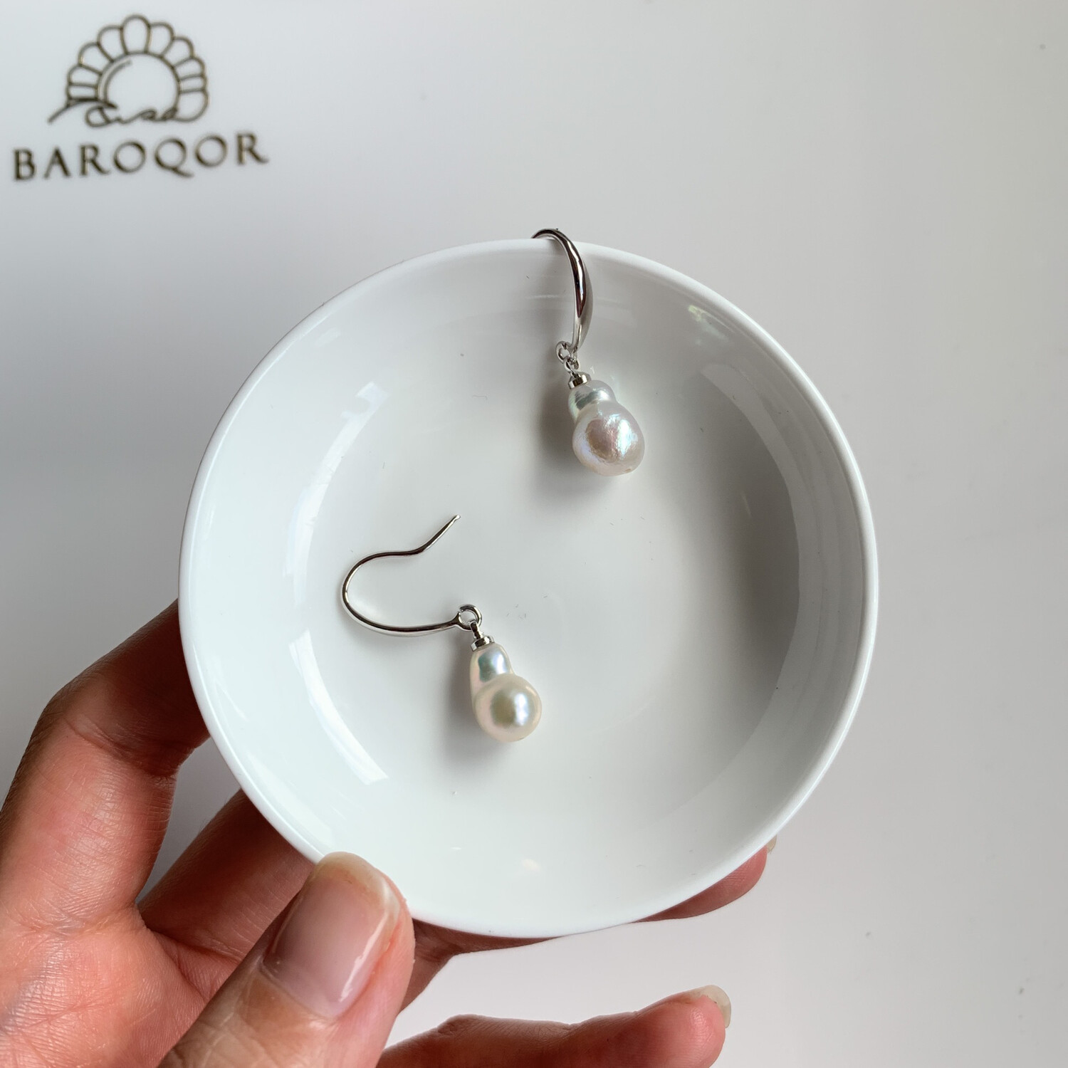 'Mini 8' baroque pearl earrings in silver