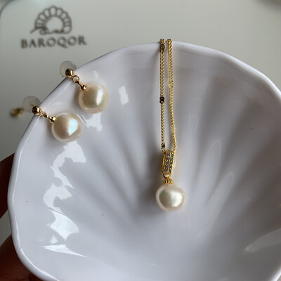 ‘Pureness’ freshwater white pearl set 10-11.5mm