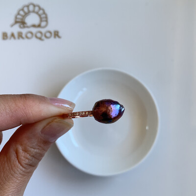 'Purple Nectarine' (Gradient21) Rosegold pearl ring 12x9.5mm