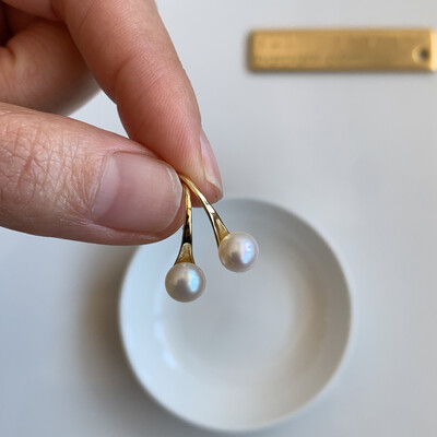 6-6.5mm Freshwater Beige White Baroque pearl Hooks Earring