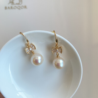 'Pretty Princess' gold sprial pearl earrings 11-12mm