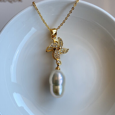 ‘Lucky Windmill’ Twin Double Baroque pearl Necklace 15x9mm