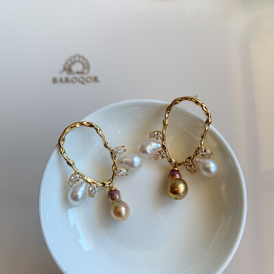 ‘Cinderella’ G21 Baroque pearl Earrings 11.5x7 +10x7mm