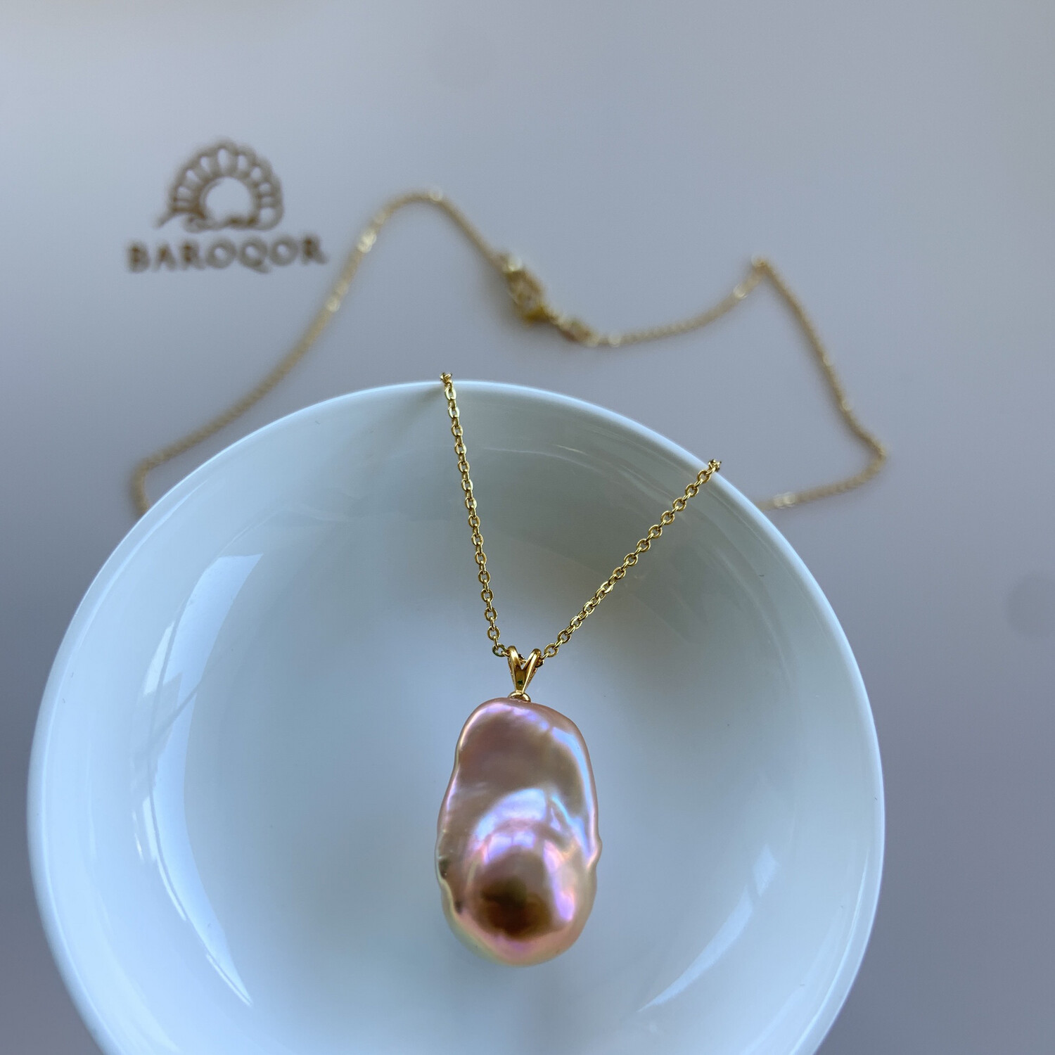 ‘Smooth Operator’ Pink Baroque pearl Adjustable Necklace 22x14.5mm