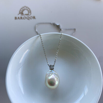 ‘Love In Your Heart’ White Baroque pearl Necklace 15x12mm