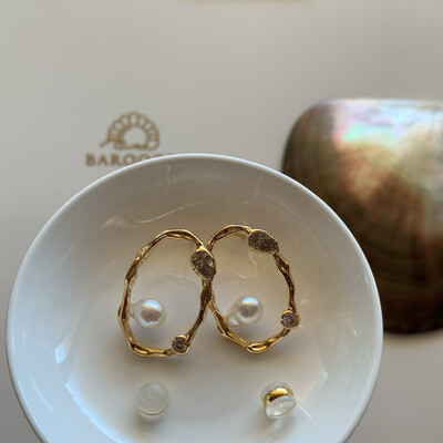 ‘Orbit’ Teardrop Pearl Stud Earrings