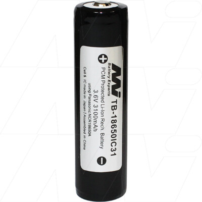 Master Instruments TB-18650IC31 18650 Size 3.1Ah Protected Lithium Ion Torch Battery (18700)