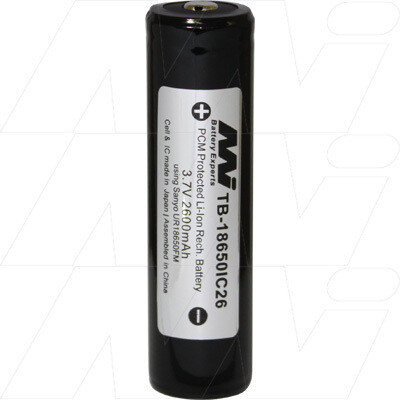 Master Instruments TB-18650IC26 18650 Size 2.6Ah Protected Lithium Ion Torch Battery (18700)