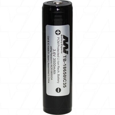 Master Instruments TB-18650IC35 18650 Size 3.5Ah Protected Lithium Ion Torch Battery (18700)