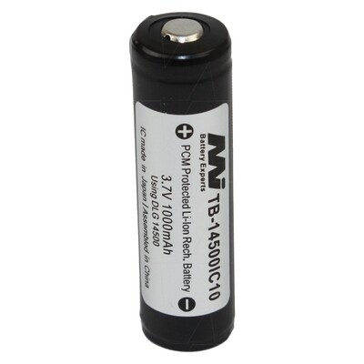 Master Instruments TB-14500IC10 14500 Size 1Ah Protected Lithium Ion Torch Battery