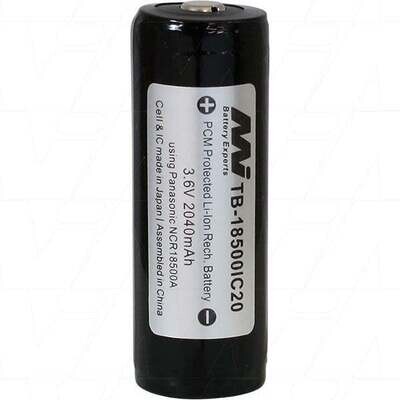 Master Instruments TB-18500IC20-BP1 - 18500 size 2.0Ah Protected Lithium Ion Torch Battery