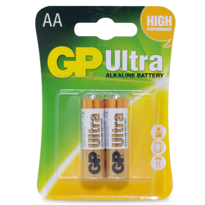 GP 1.5V Ultra Alkaline AA Battery - Card of 2