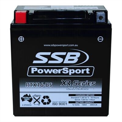 SSB XR Series High Performance AGM SSB RTX16-BS XR Series High Performance AGM Motorcycle Battery