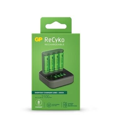 GPACSB421010
GP Recyko 4 bay USB Charger - Including charging dock and 4 x NiMH AA Batteries