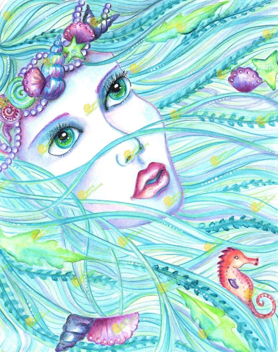 Diamond painting mermaid beauty face