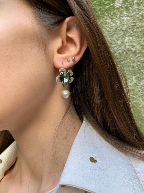 ORECCHINI MARGHERITA DI SWAROVSKI E PERLA