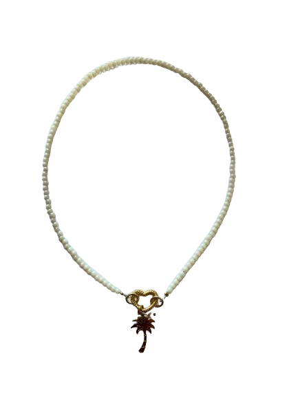 Parel hart palm ketting