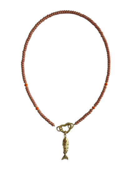 Roze oranje vis ketting