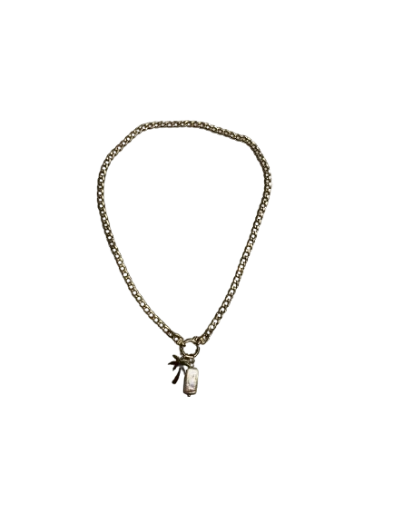 Gave gouden palmboom parelhanger ketting