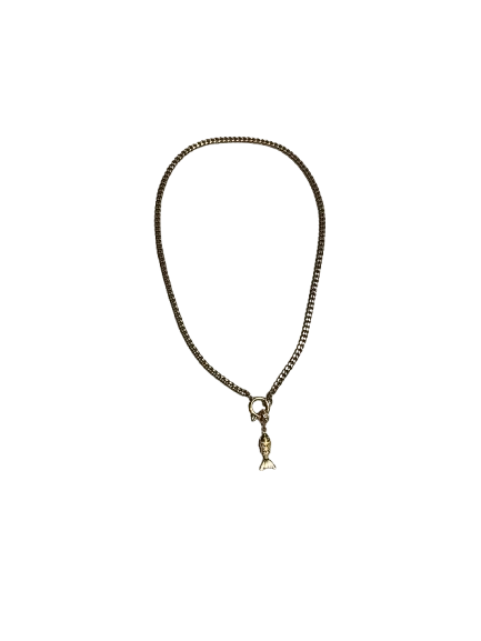 Super gave gouden schakel ketting met vis