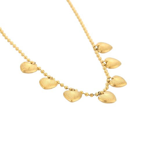 Bolletjes gouden ketting met hartjes