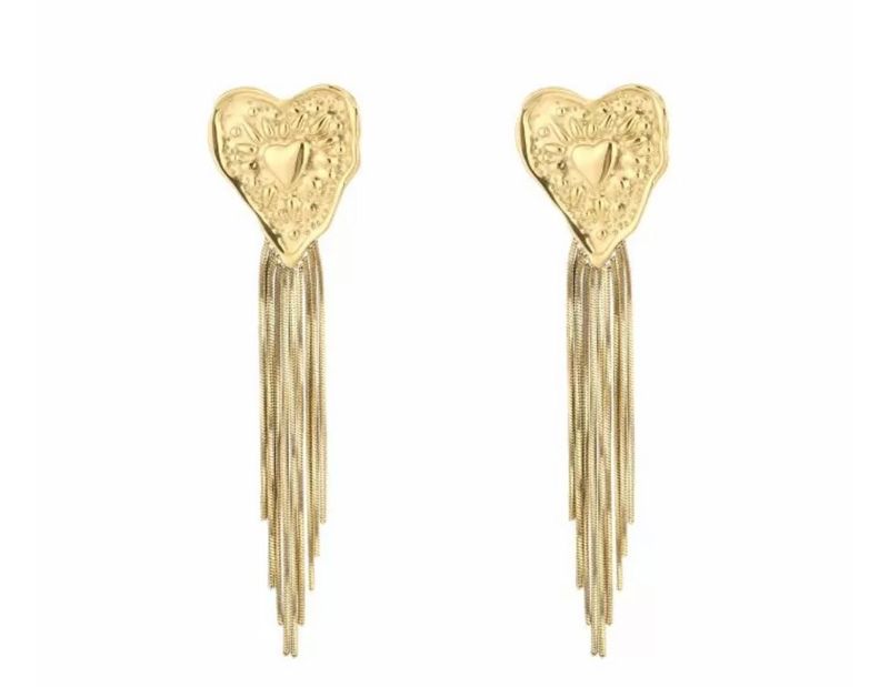 Gouden hart oorbel met sliertjes