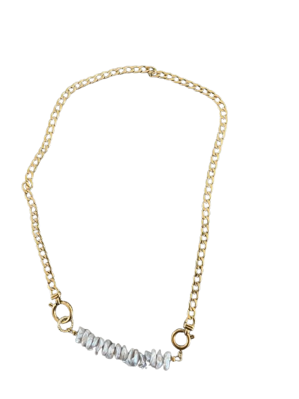 gouden schakel ketting met schattige parels