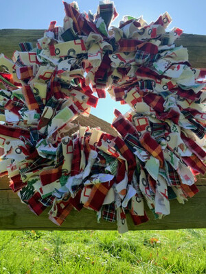 Country Chic Christmas Rag Wreath