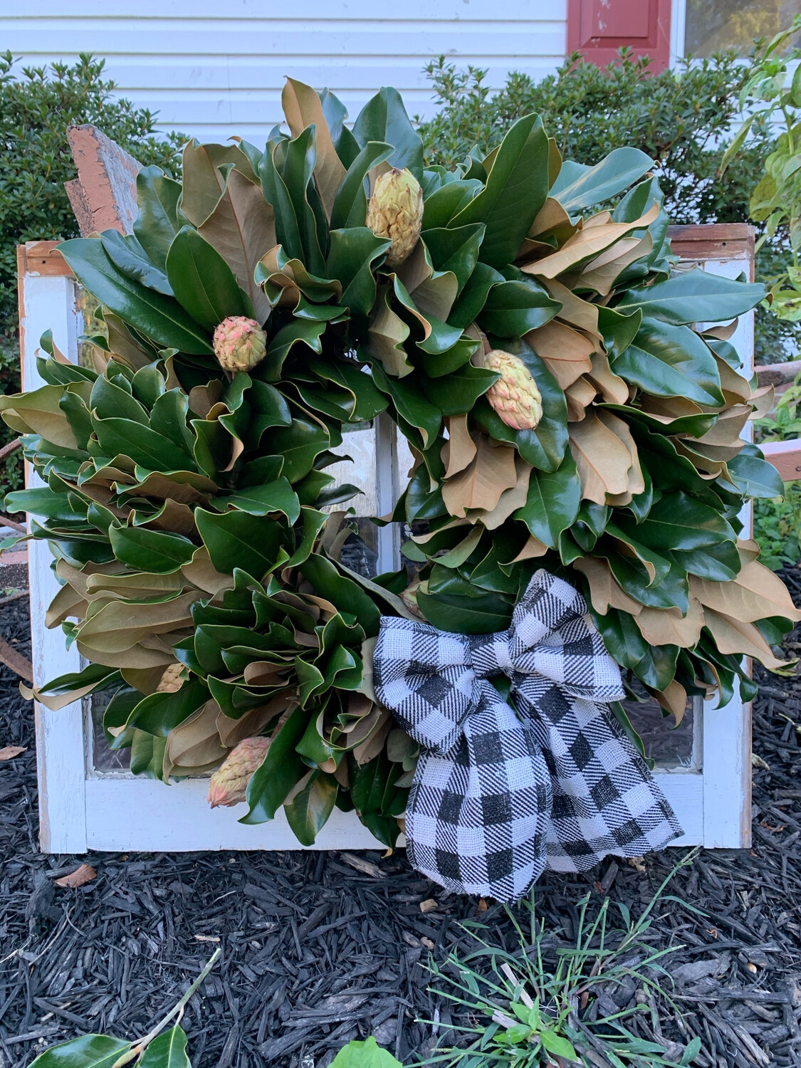 Fresh Magnolia Wreath (Bow Options Available)