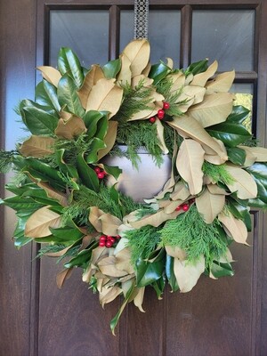 Magnolia Greenery Holiday Wreath