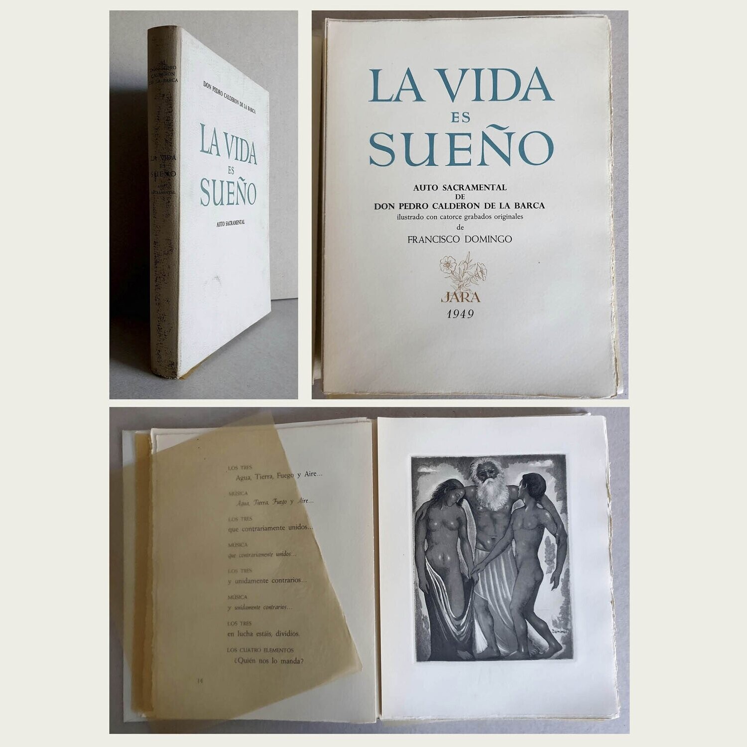 La vida es Sueño.  Calderon . 14 grabados de Francisco Domingo. 1949
