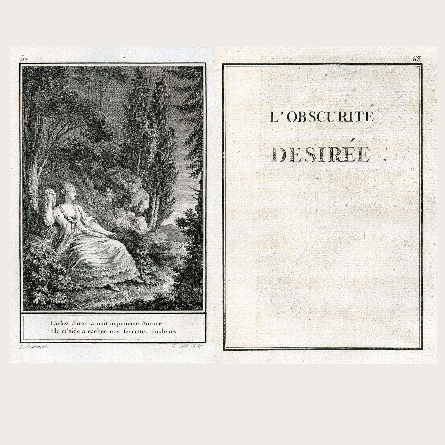 L'e obscurité desirée . Choix de Chansons. 1773