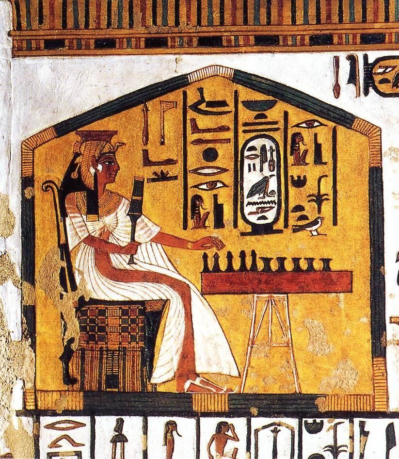 Reina Nefertari jugando al Senet (Escena de su tumba QV66)