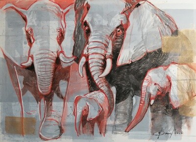Familie - Original Mixed-Media Zeichnung auf Papier Familie - Original Mixed-Media Zeichnung auf Papier
