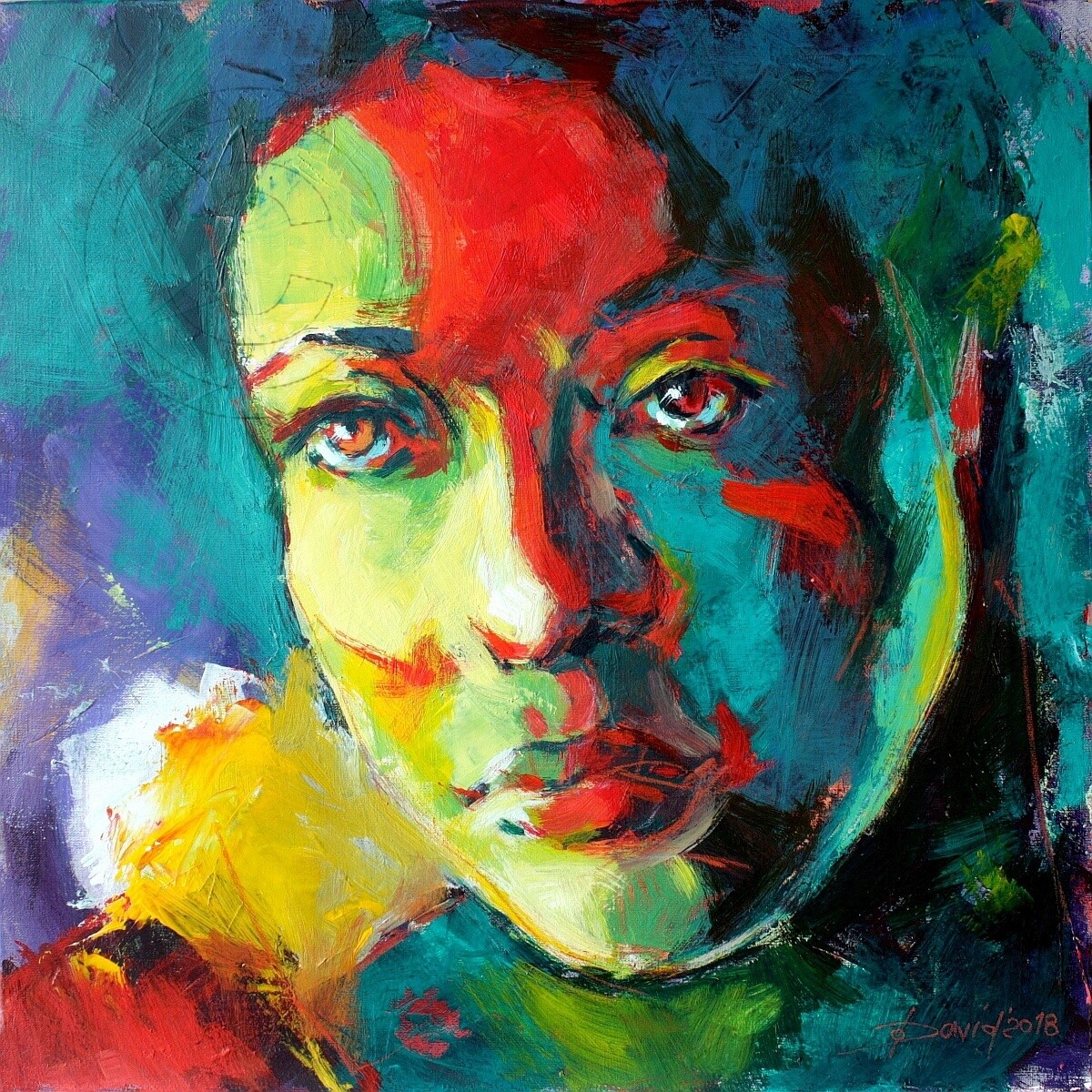 Flora, Original Acryl Gemälde, 40x40cm