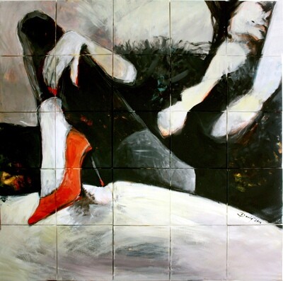 Ladies Zeug, Original Acryl Gemälde, Segmentmalerei, 100x100cm Großformat, gerahmt