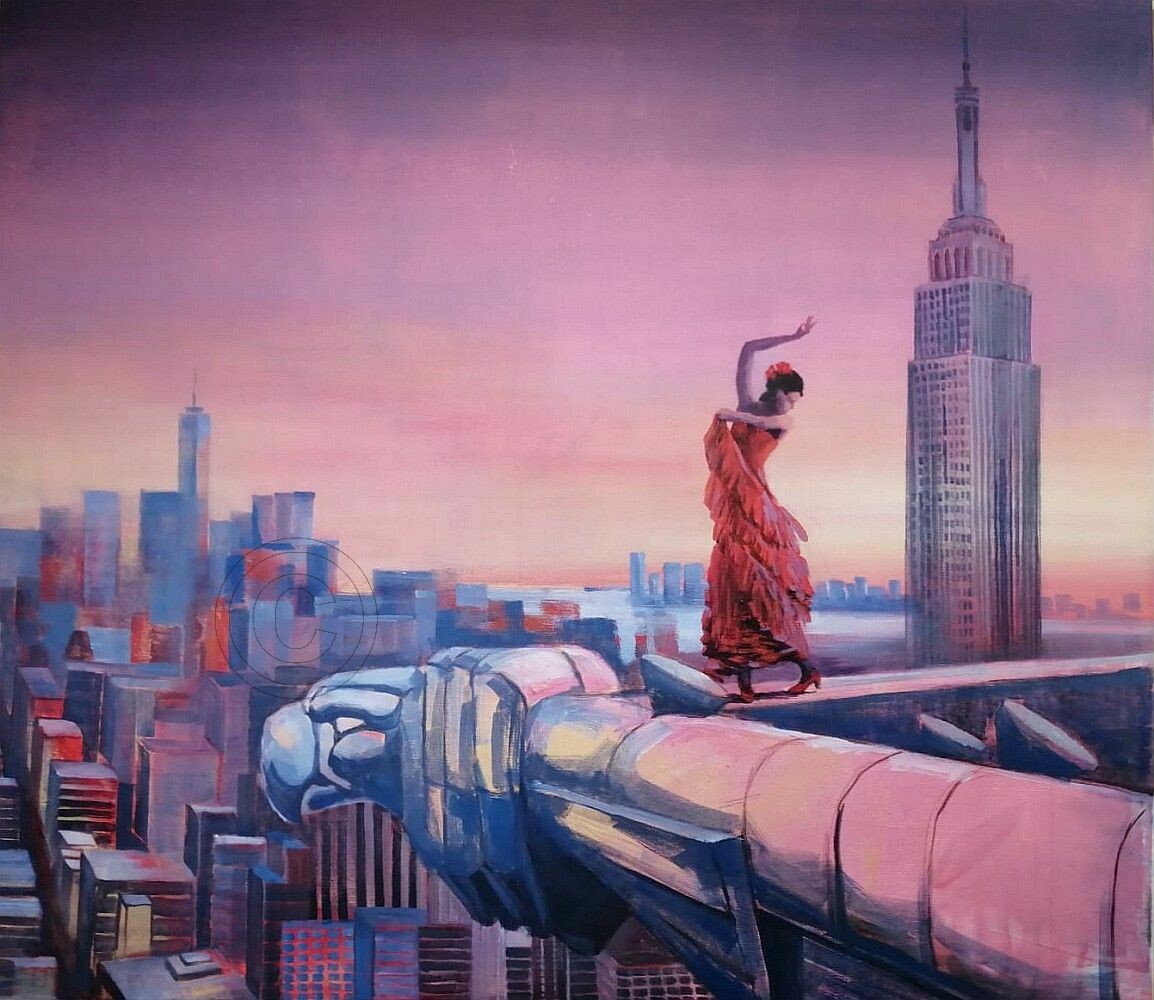 Über den Dächern von New-York - Original  im Großformat, Statement Gemälde
