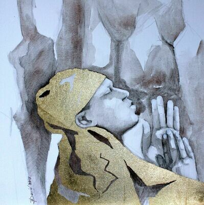 Gebet - Original Mixedmedia Gemälde, mit Alurahmen Gebet - Original Mixedmedia Gemälde, mit Alurahmen