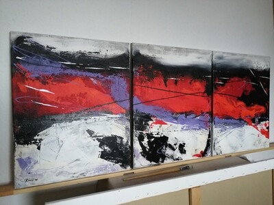 Purple River, Original abstraktes Acryl Gemälde, 120x50cm, 3-teilig Purple River, Original abstraktes Acryl Gemälde, 120x50cm, 3-teilig