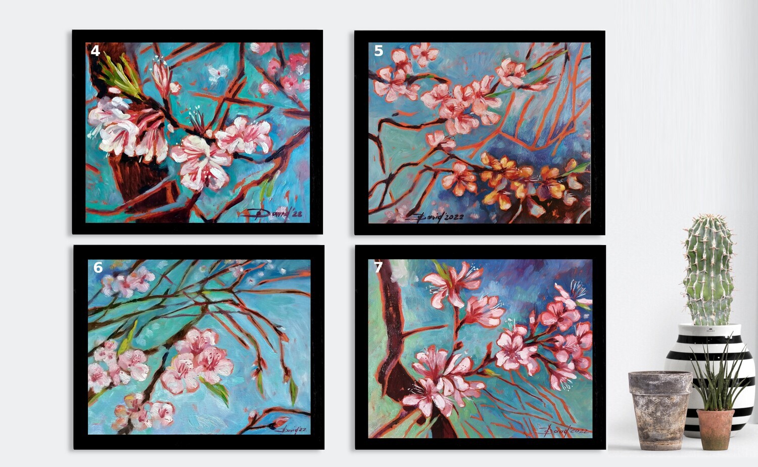 Mandelblüte, Original Ölgemälde auf Holzpaneels, Kleinformat 30x24 cm