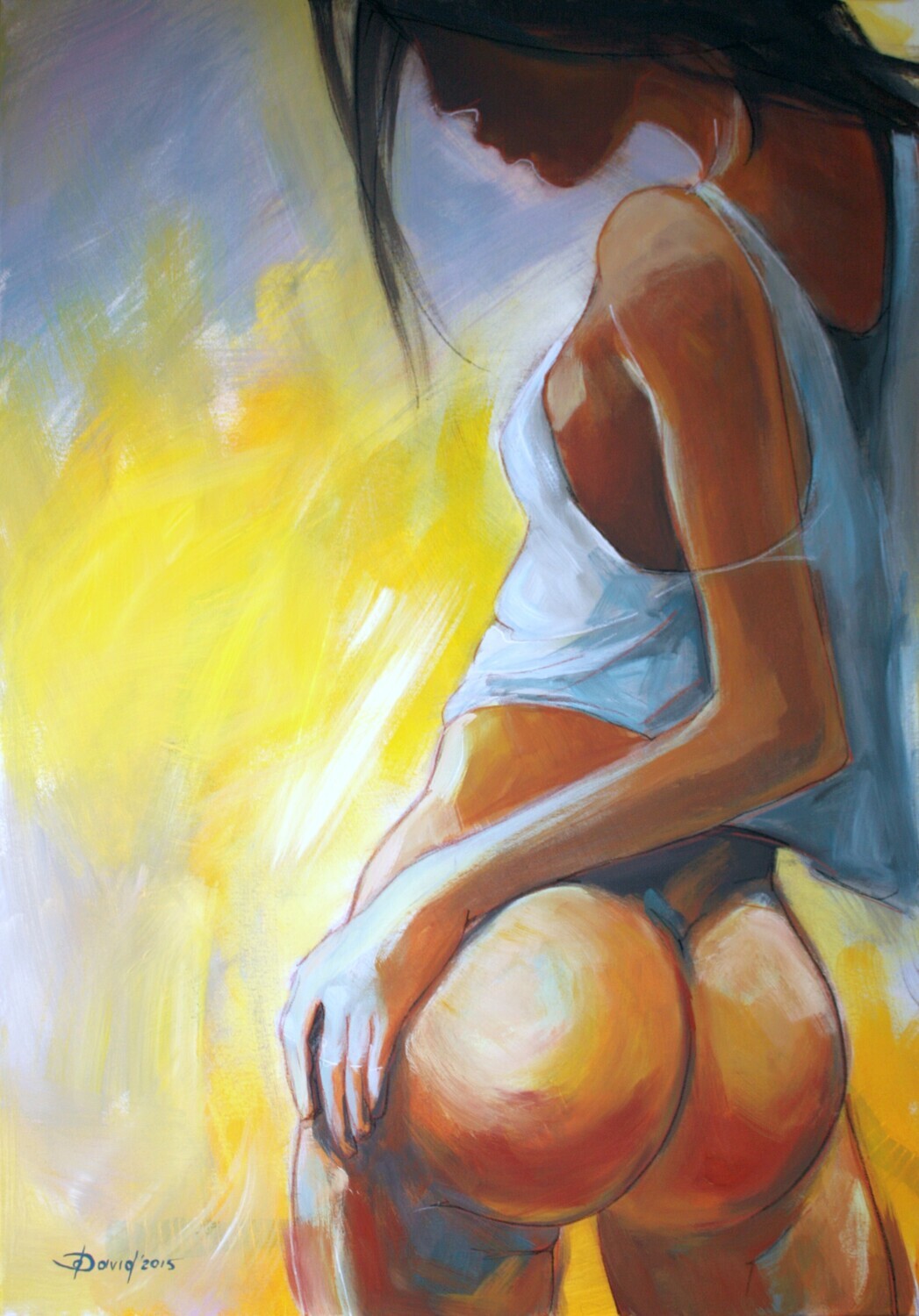 Pfeifmelodie, Original Acryl Gemälde, 70x100cm Aktmalerei