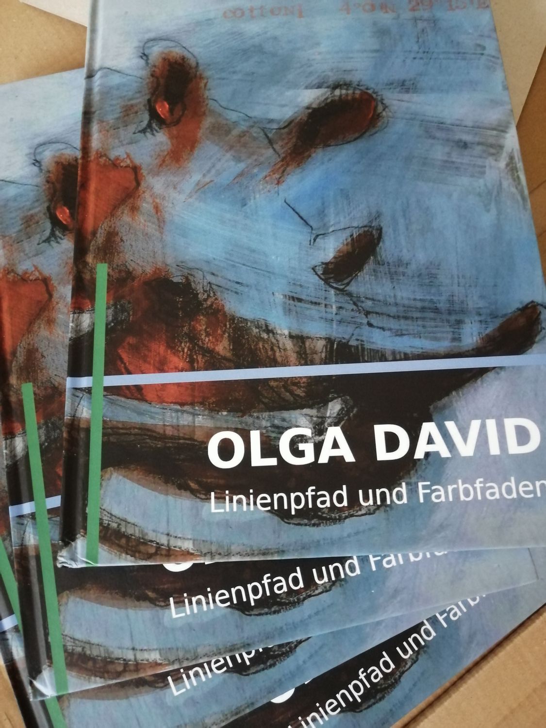 Kunstkatalog  "Linienpfad und Farbfaden" zur Jubiläumsausstellung mit Kunstwerke der Malerin Olga David