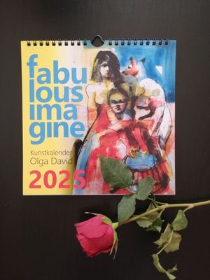 Kunstkalender 2025 Wandkalender 21x21cm Weihnachtsgeschenk Monatskalender Bilder-Kalender mit Kunstwerke der Malerin Olga David
