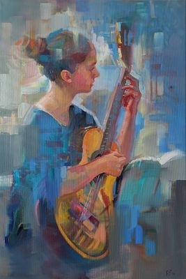 Elegische Melodie - Original Ölgemälde von Katharina Valeeva 60x90 cm