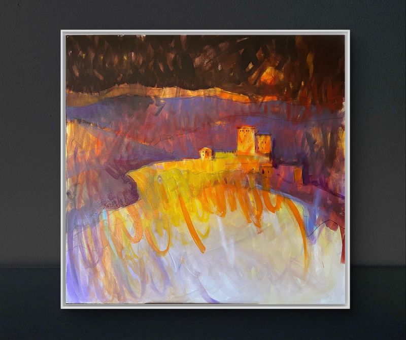 Burg Trifels bei Annweiler, Original Gemälde von Olga David, 80x80cm